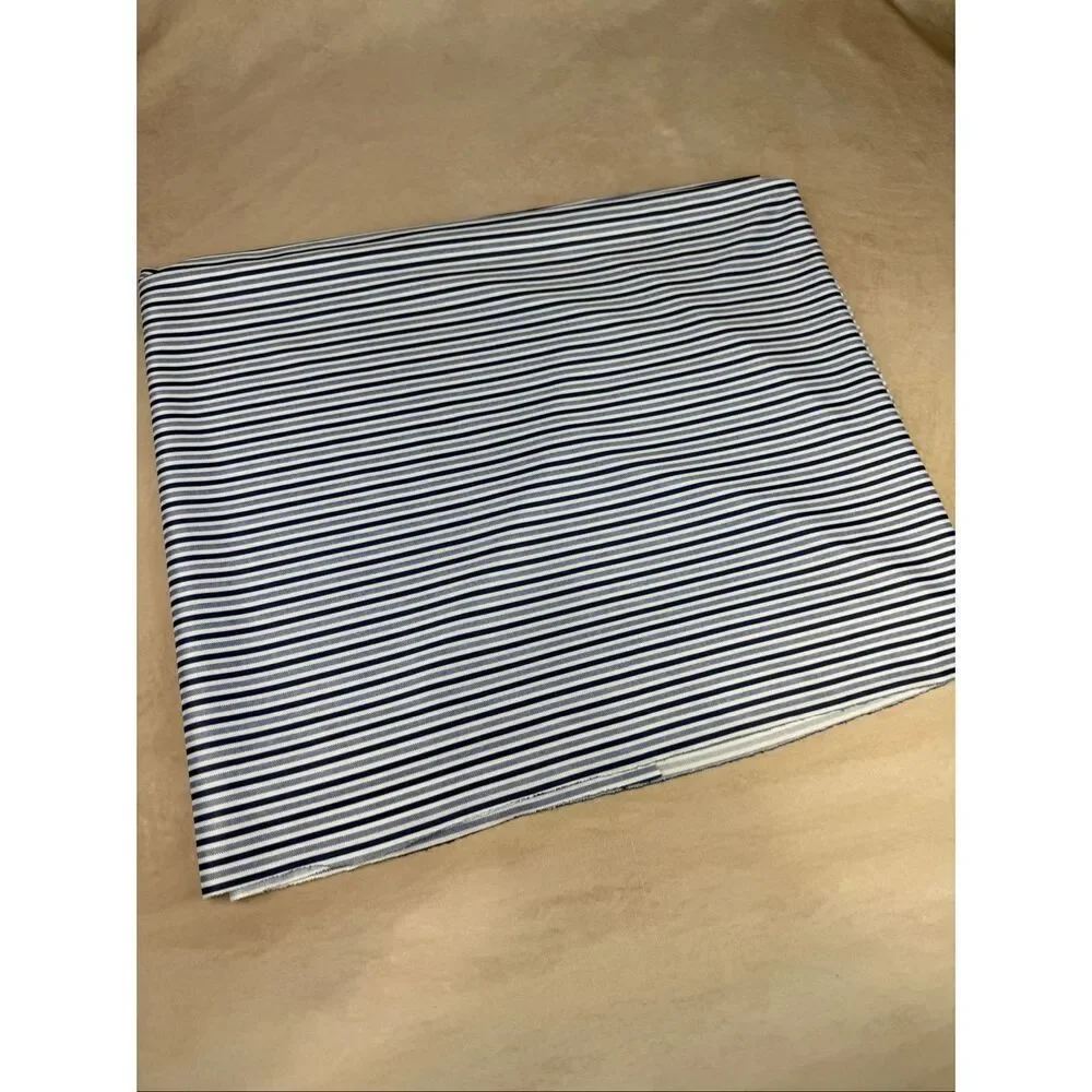 Vintage Blue Striped Fabric Pinstripe 60x72” Polyester Blend